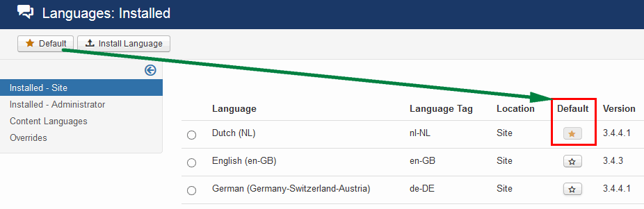 multi language default