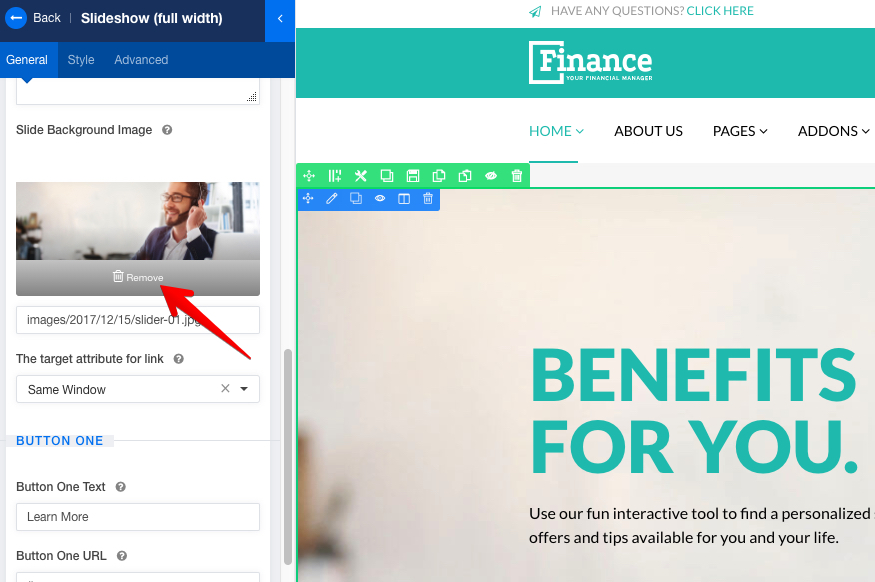 Slideshow background image change | Finance - Documentation | JoomShaper