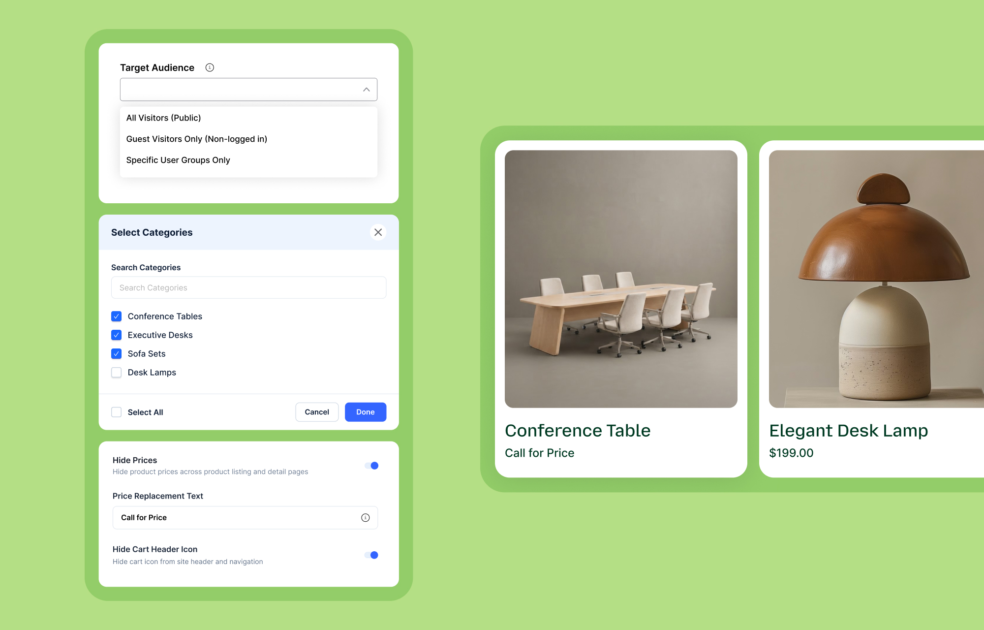 Choose who sees the store in Catalog Mode Choose Catalog Mode viewers