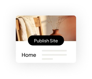 Website homepage card with a Publish Site button